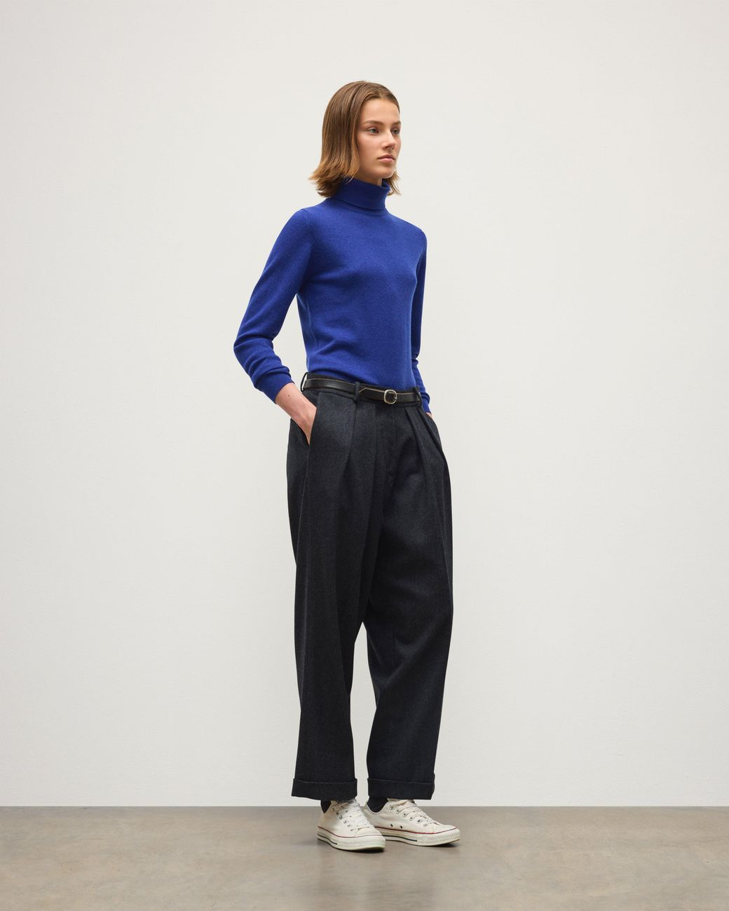 Johnstons Blue Iris Classic Roll Neck Cashmere Jumper