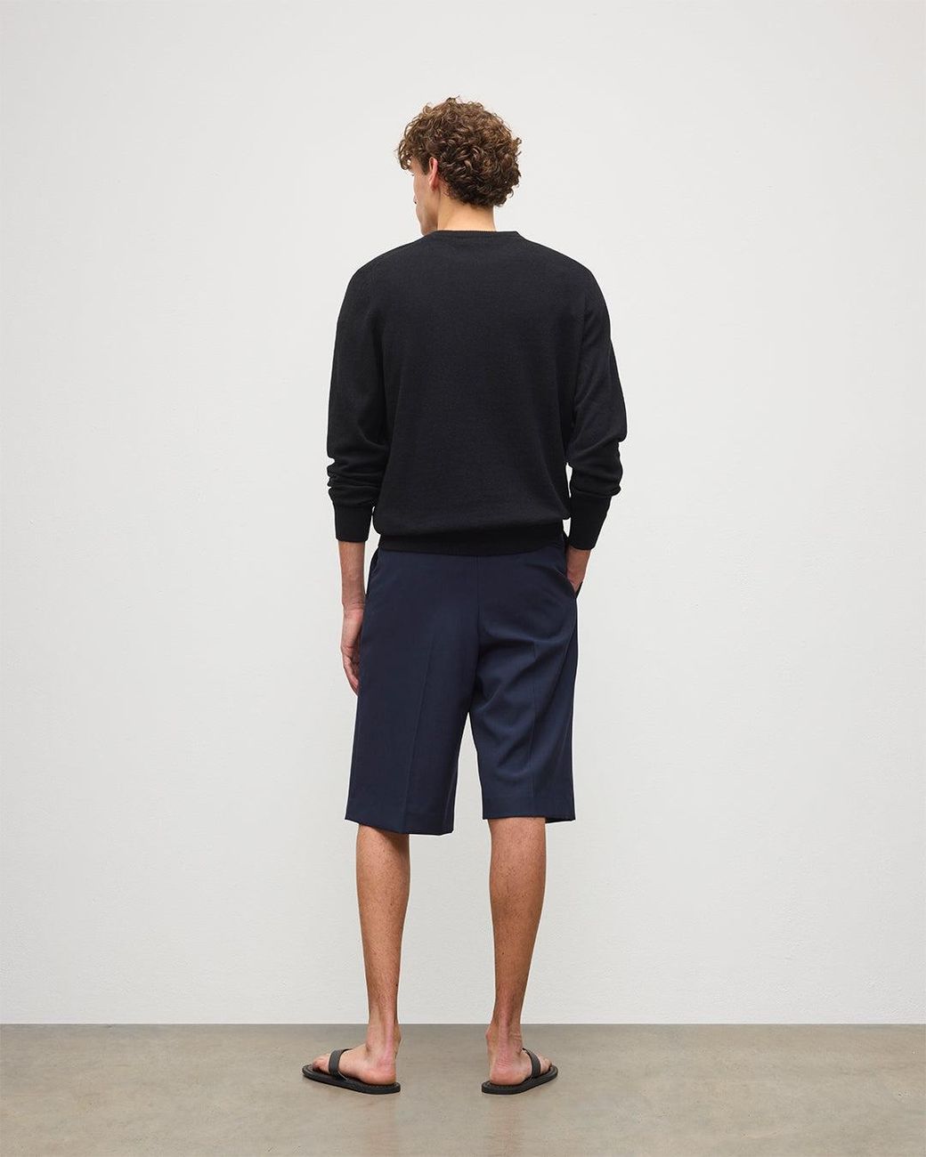 Johnstons Blue Rory Classic Cashmere Crew Jumper for men