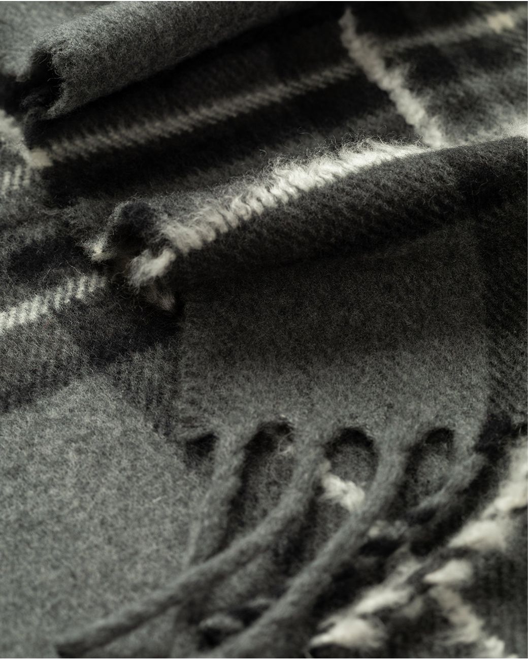 Johnstons White Mull Tartan Cashmere Scarf