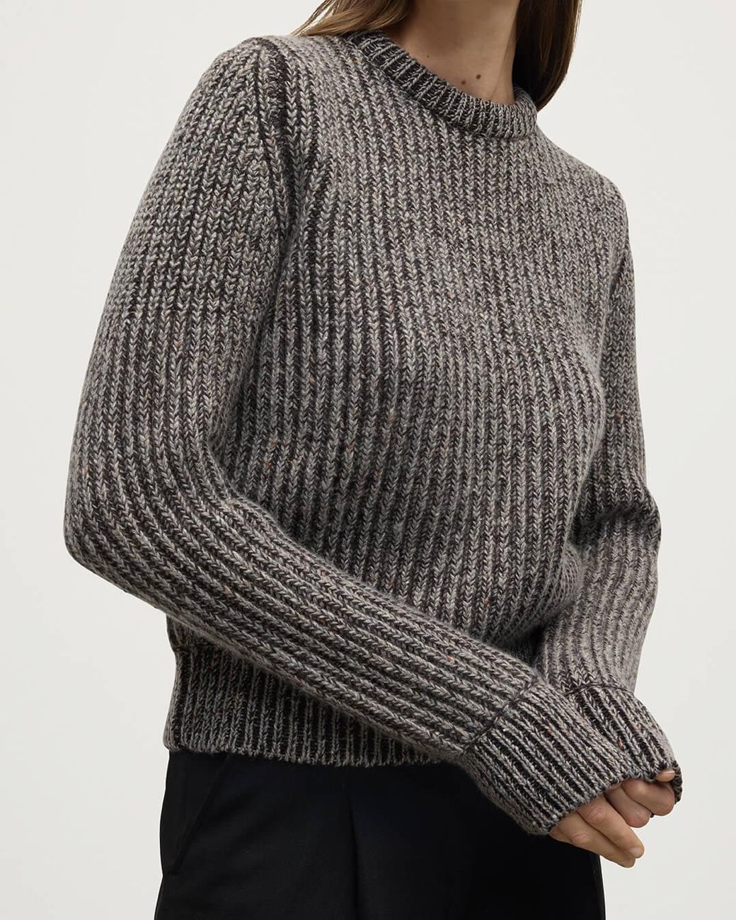 Johnstons Brown High Neck Donegal Cashmere Jumper