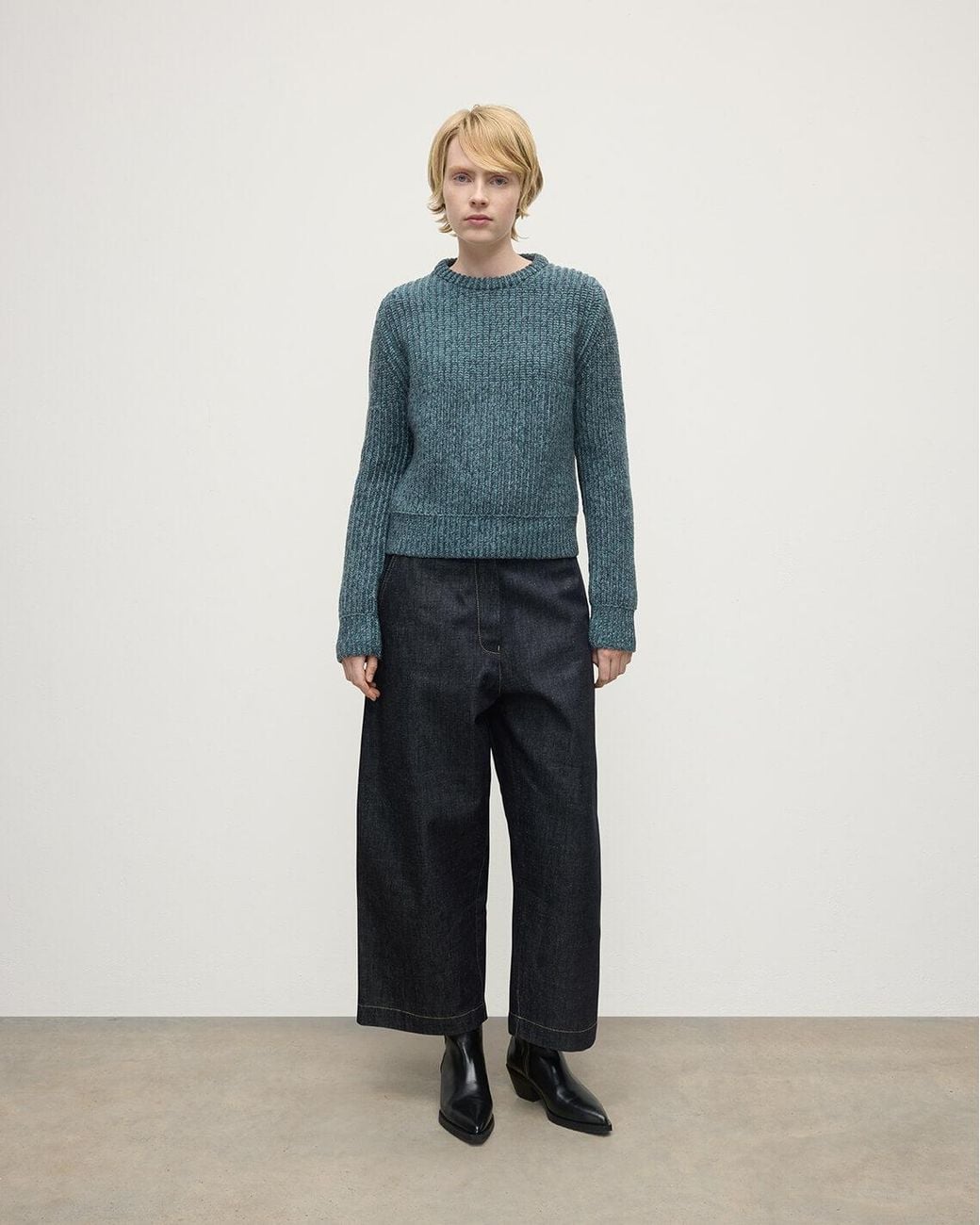 Johnstons Blue High Neck Donegal Cashmere Jumper