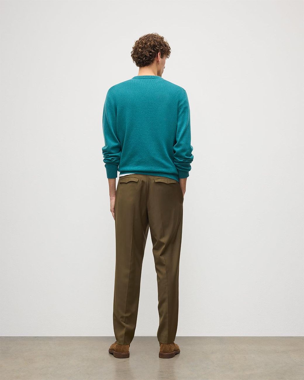 Johnstons Green Rory Classic Cashmere Crew Jumper for men