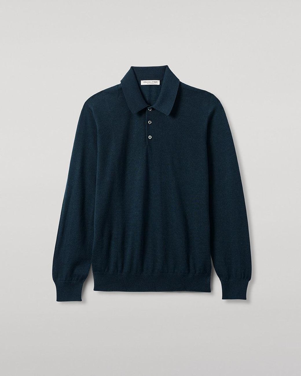 Johnstons Blue Bottle Superfine Cashmere Polo Shirt for men