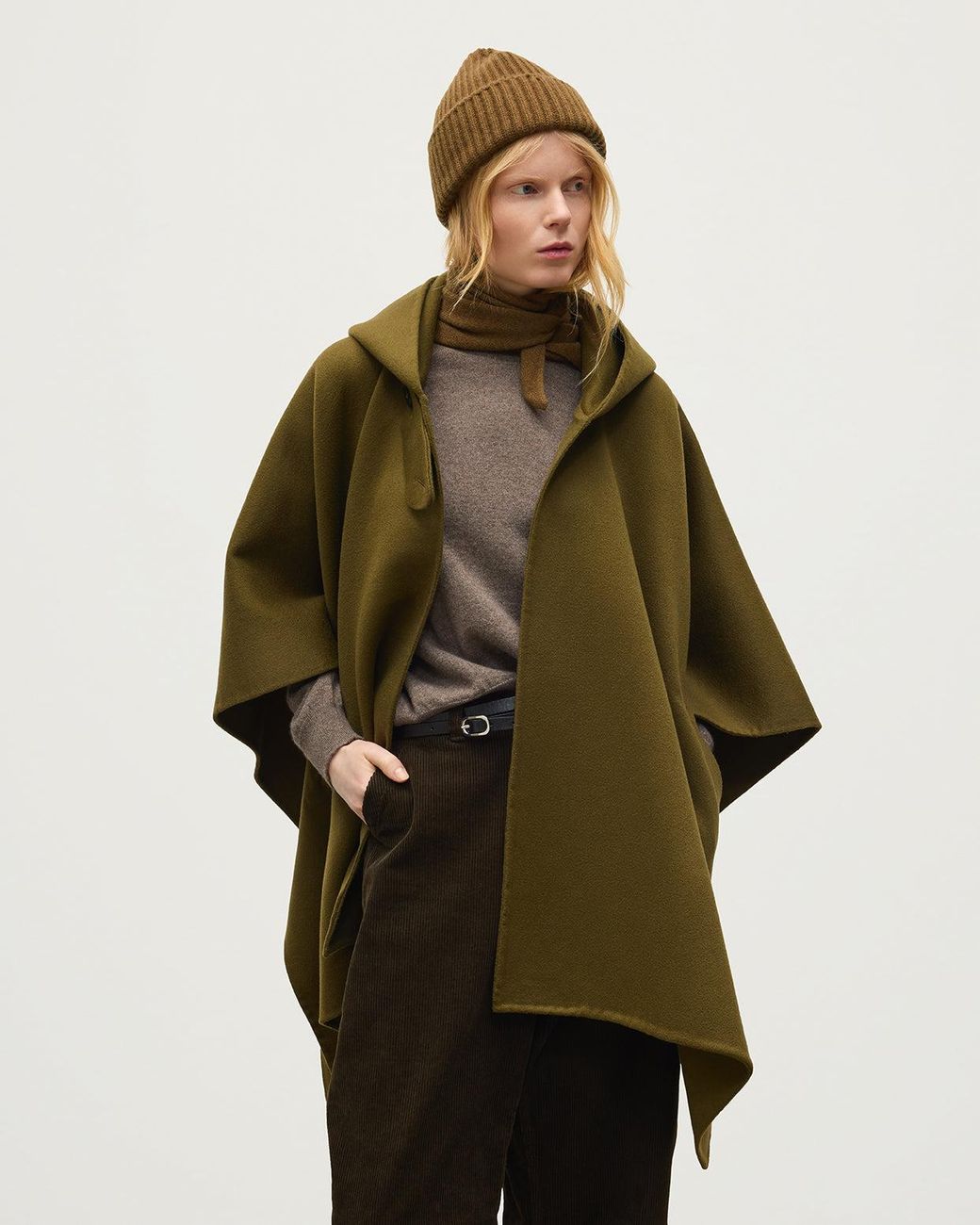 Johnstons Natural Hoolie Hooded Cashmere Cape