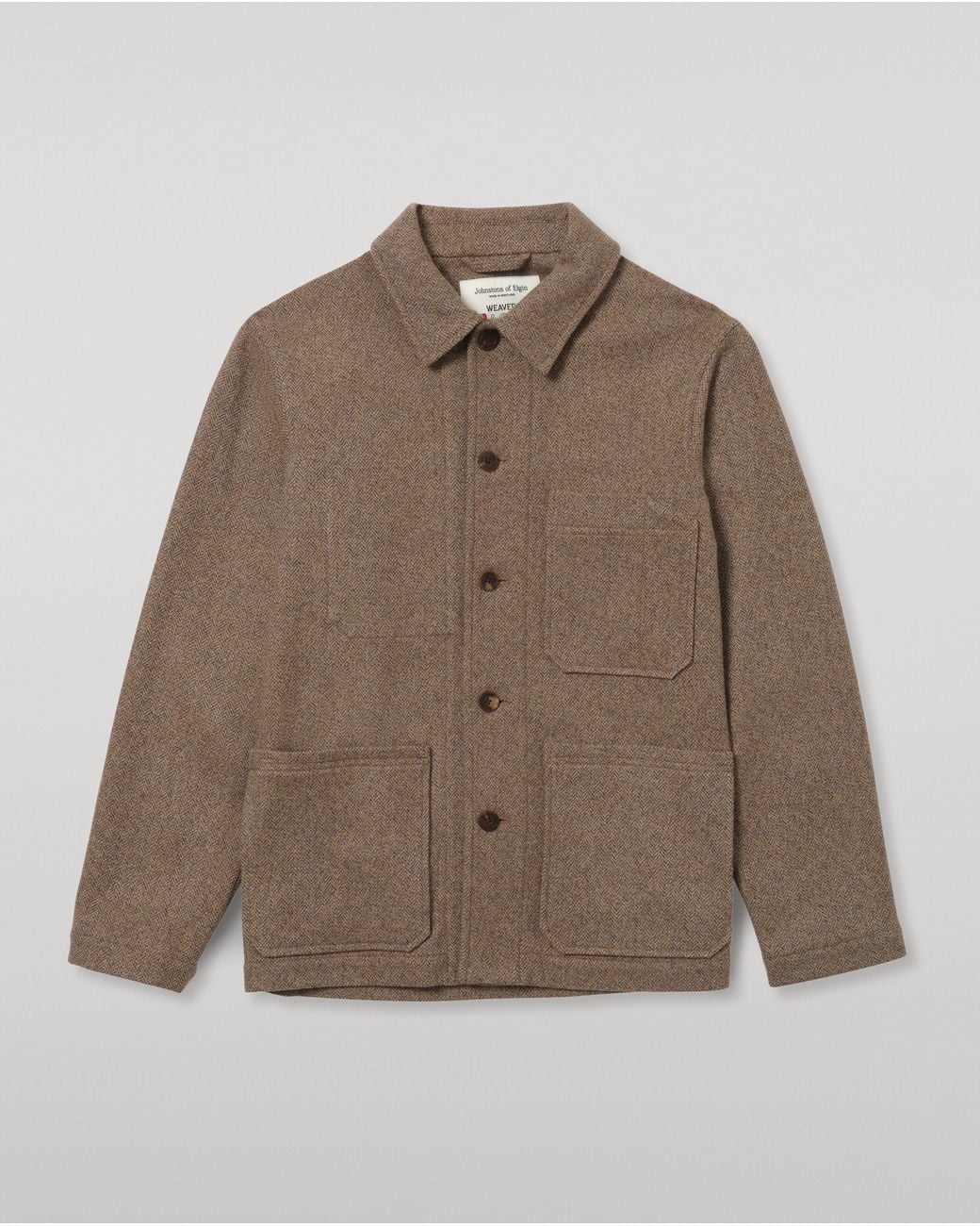 Johnstons White The Weavers Camel & Herringbone Jacket for men