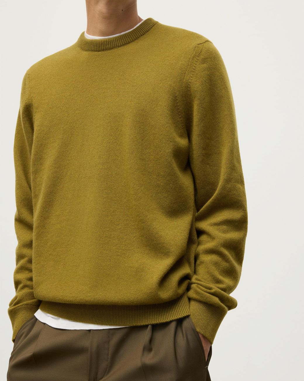 Johnstons Green Rory Classic Cashmere Crew Jumper for men