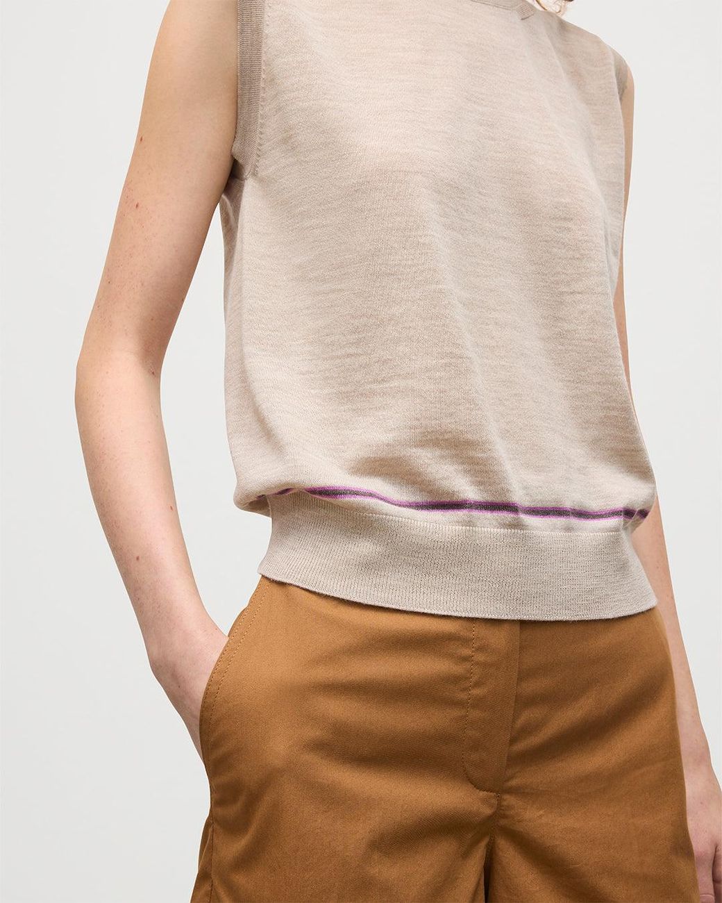 Johnstons White Brae Merino Sleeveless Tank