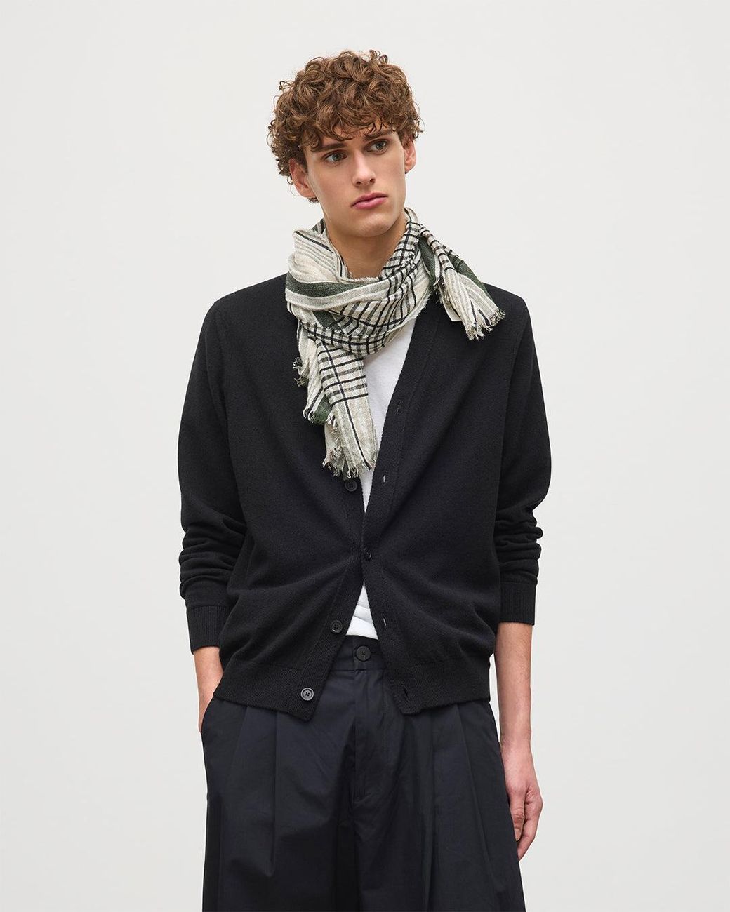 Johnstons White Rory Classic Cashmere Cardigan for men