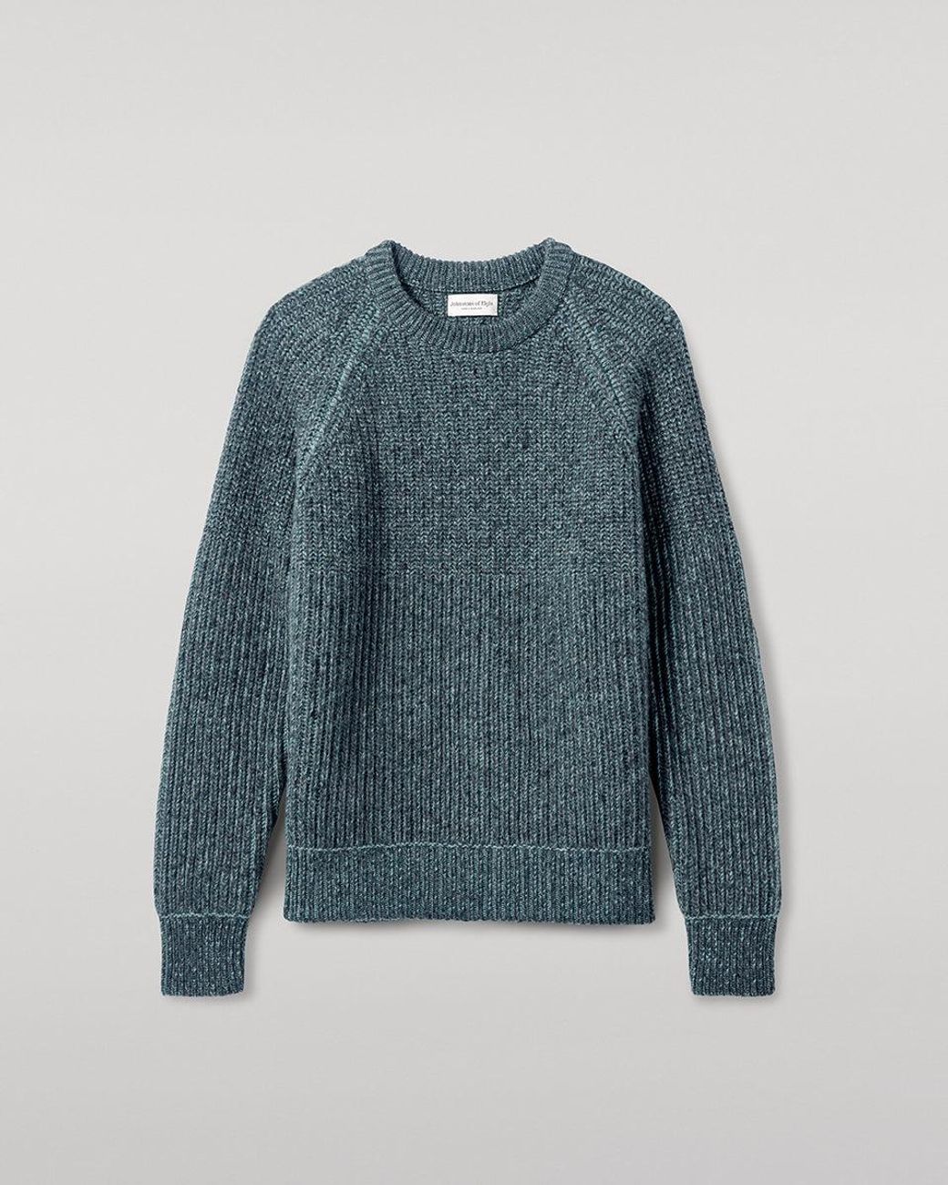 Johnstons Blue Ribbed Donegal Cashmere Jumper for men