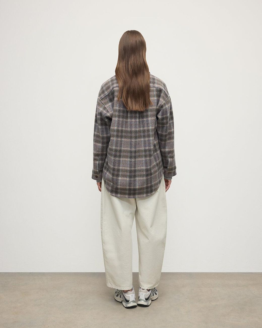 Johnstons White Slate Tweed Check Oversized Shirt