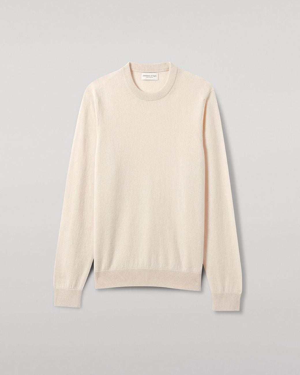 Johnstons Natural Rory Cream Classic Cashmere Crew Jumper for men