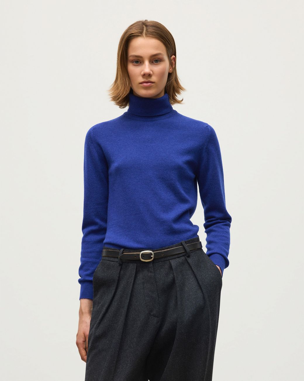 Johnstons Blue Iris Classic Roll Neck Cashmere Jumper
