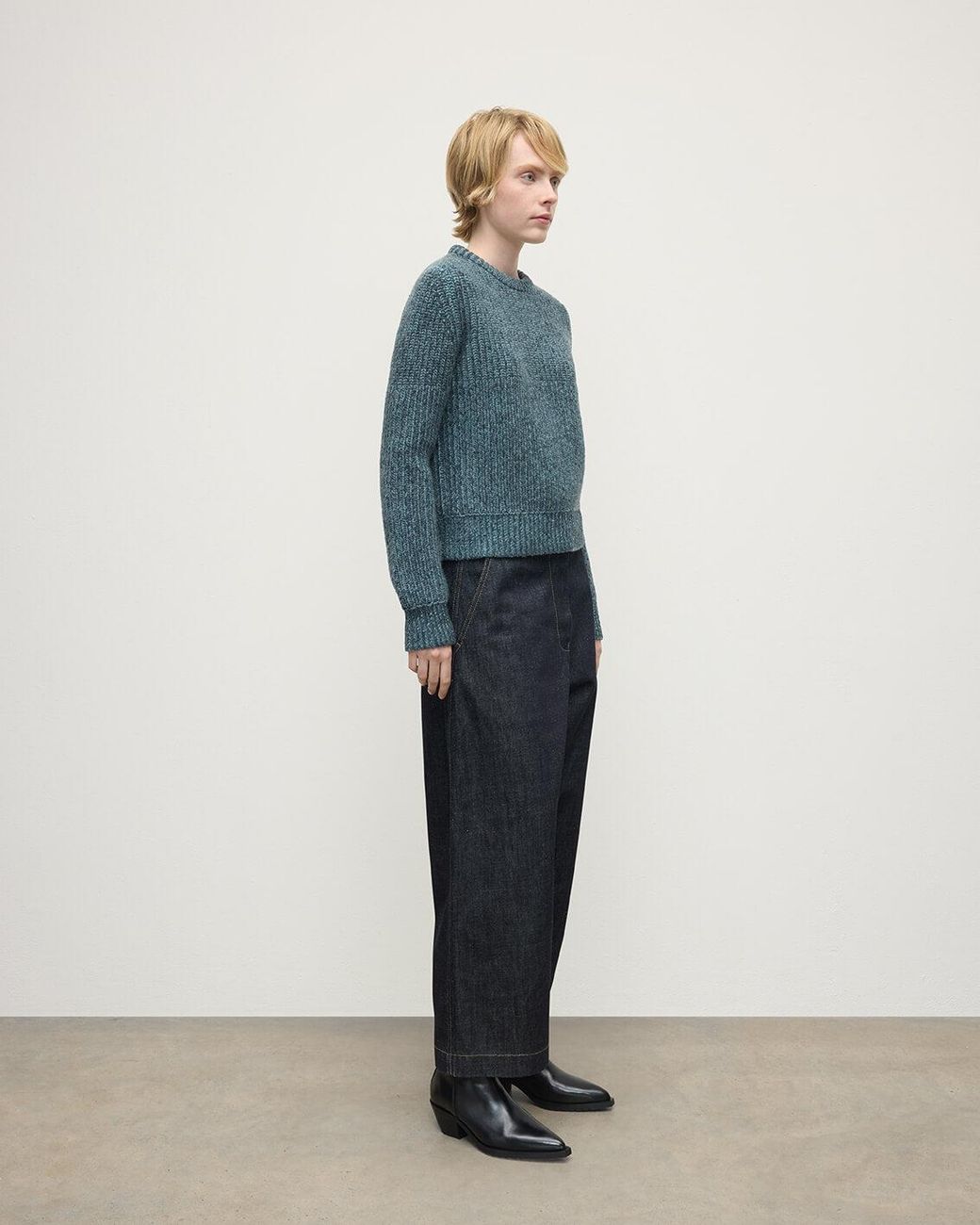 Johnstons Blue High Neck Donegal Cashmere Jumper