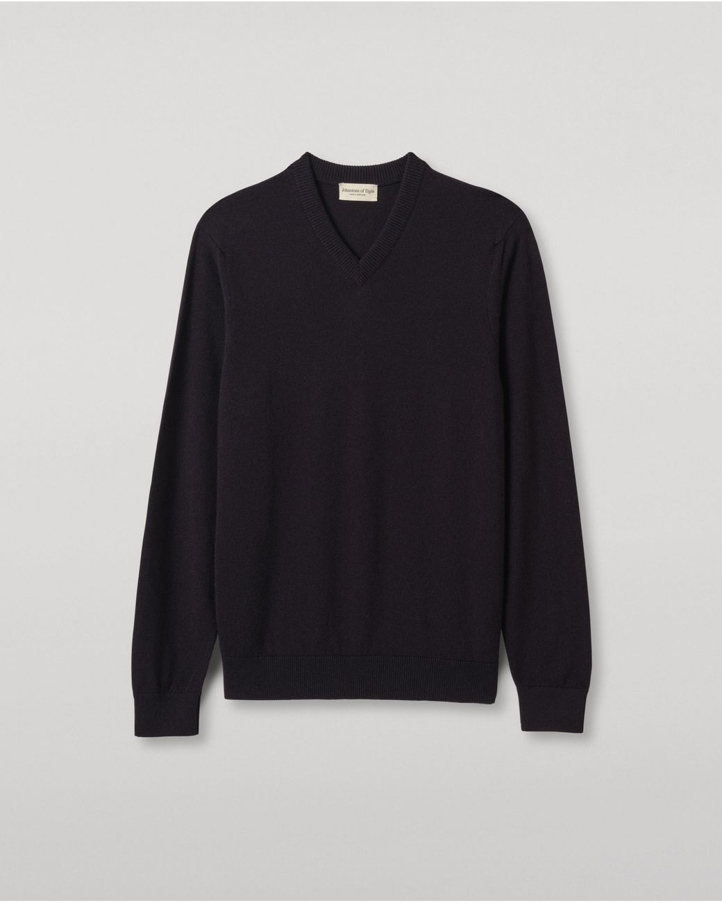 Johnstons Blue Rory Dark Classic Cashmere V-Neck Jumper for men