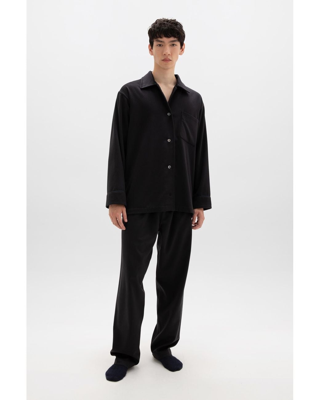 Johnstons Black Cashmere Pyjama Lounge Set for men