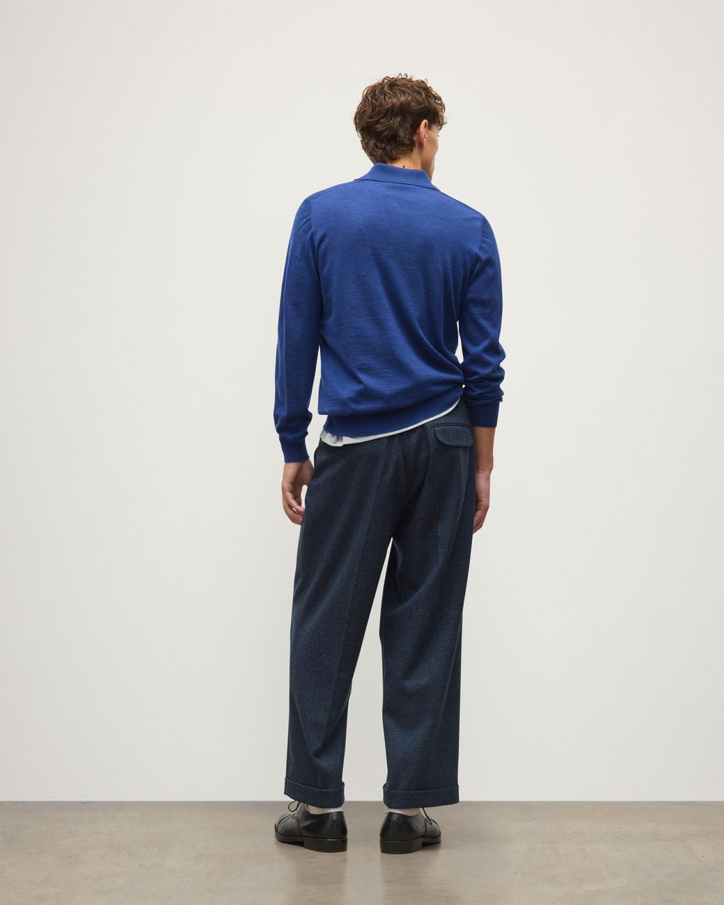 Johnstons Blue Fin Superfine Cashmere Polo Shirt for men