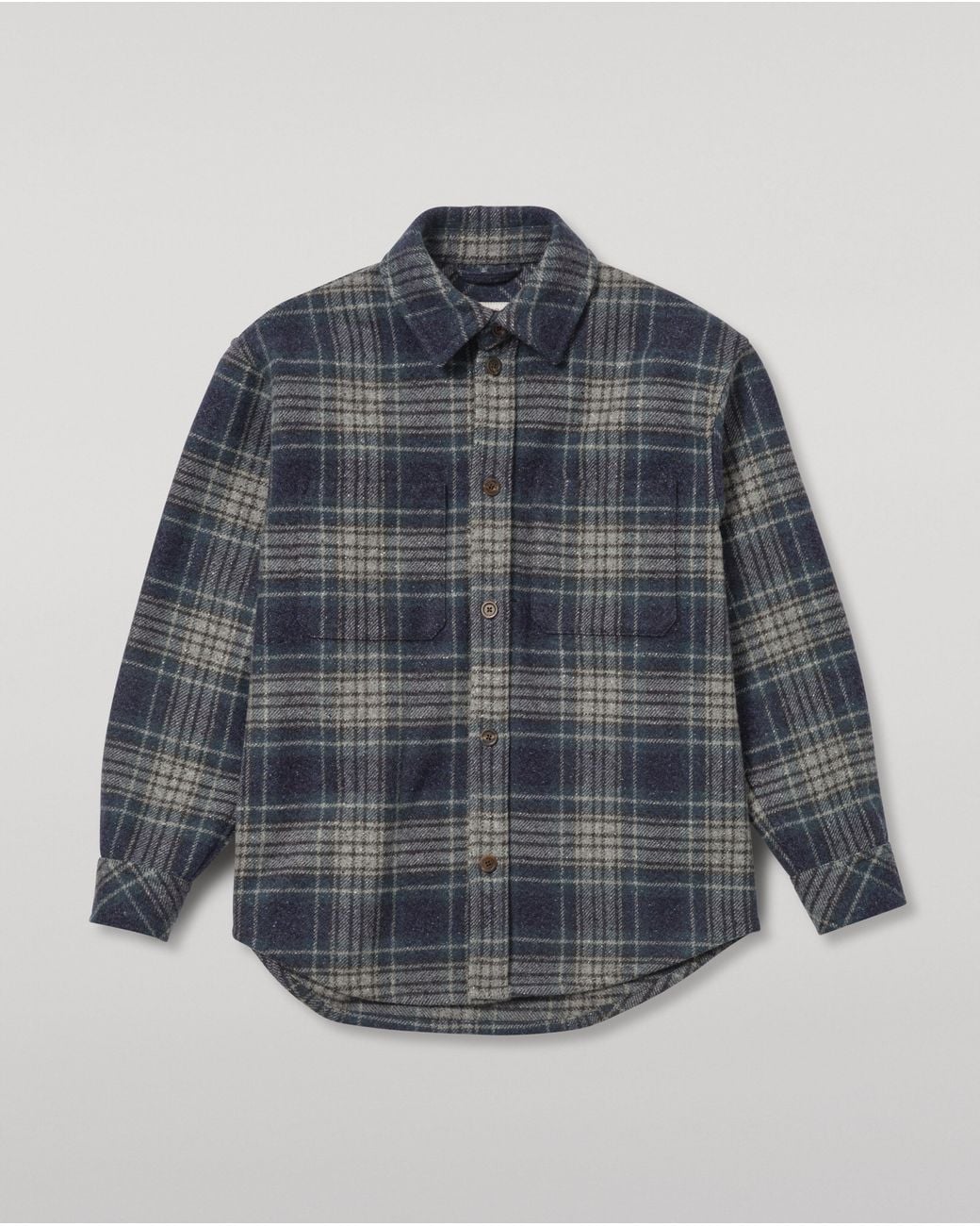 Johnstons Blue Atholl & Bottle Plaid Overshirt