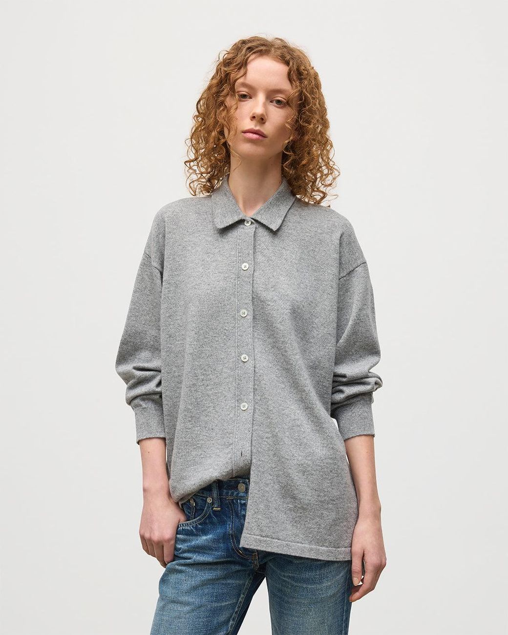 Johnstons Blue Munro Light Cashmere Shirt