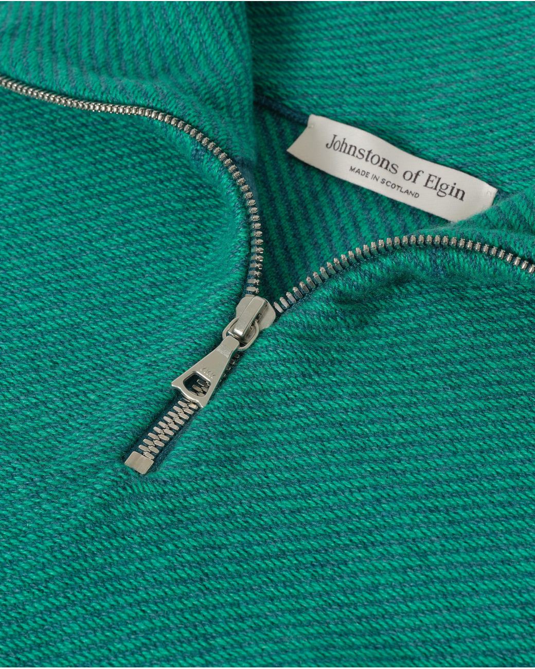 Johnstons Green Reel Cashmere Half Zip Jumper