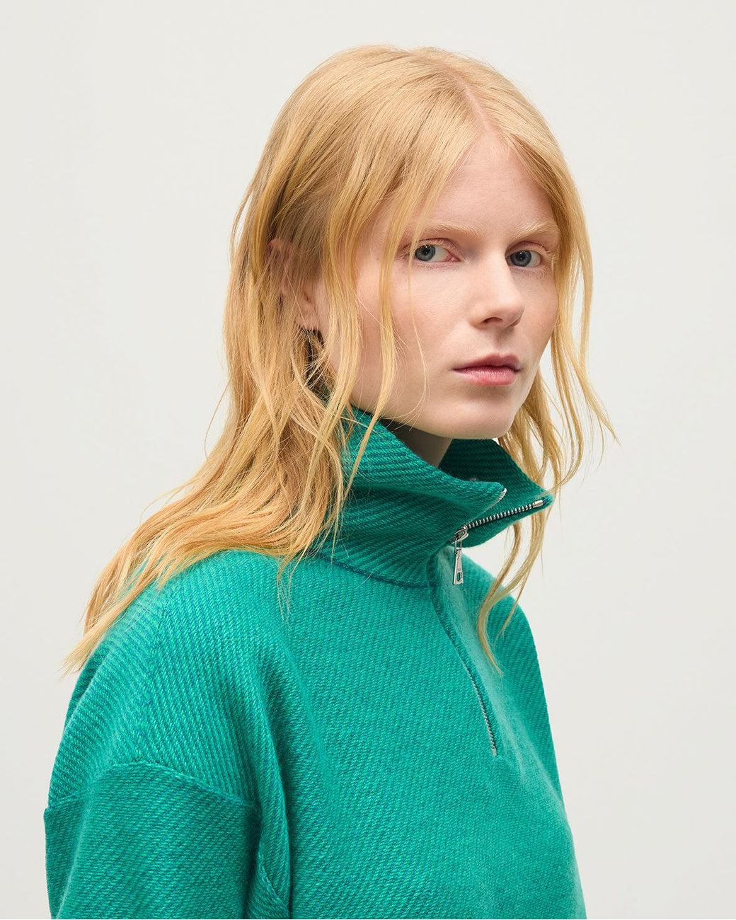Johnstons Green Reel Cashmere Half Zip Jumper