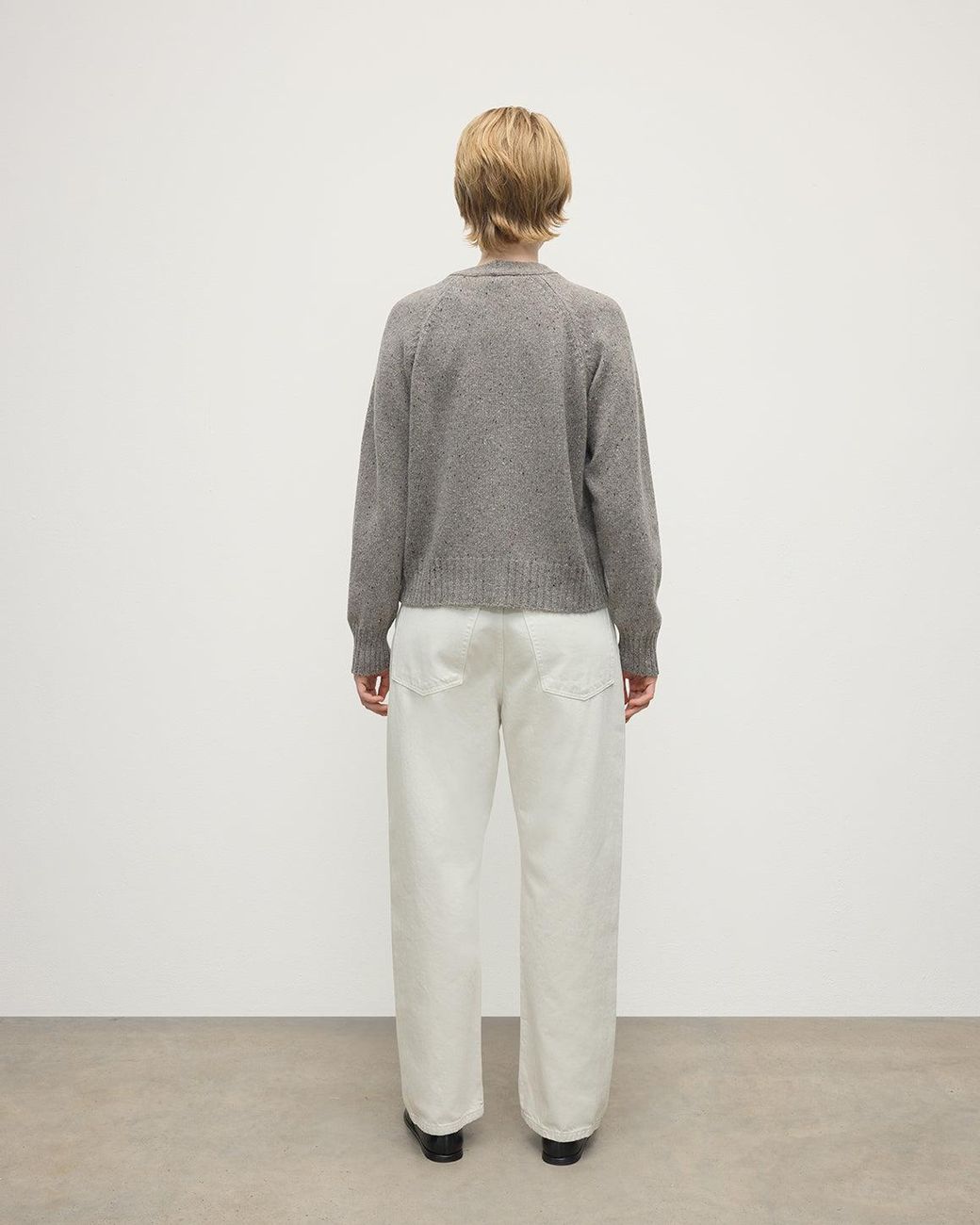 Johnstons White Donegal Cashmere V Neck Cardigan