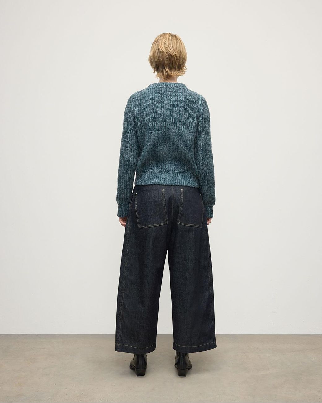 Johnstons Blue High Neck Donegal Cashmere Jumper