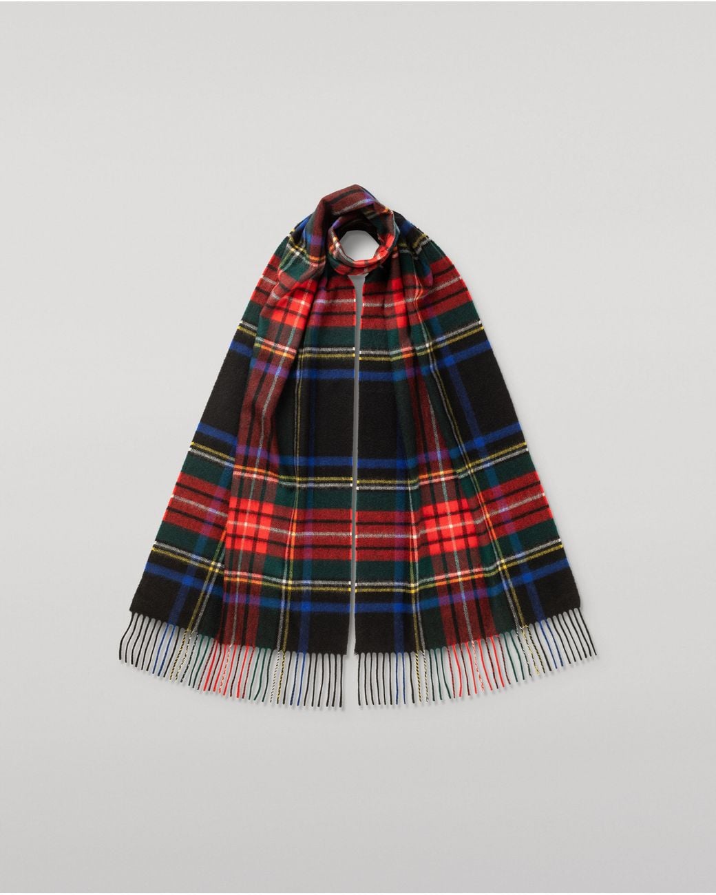 Johnstons Red Wide Stewart Tartan Cashmere Scarf