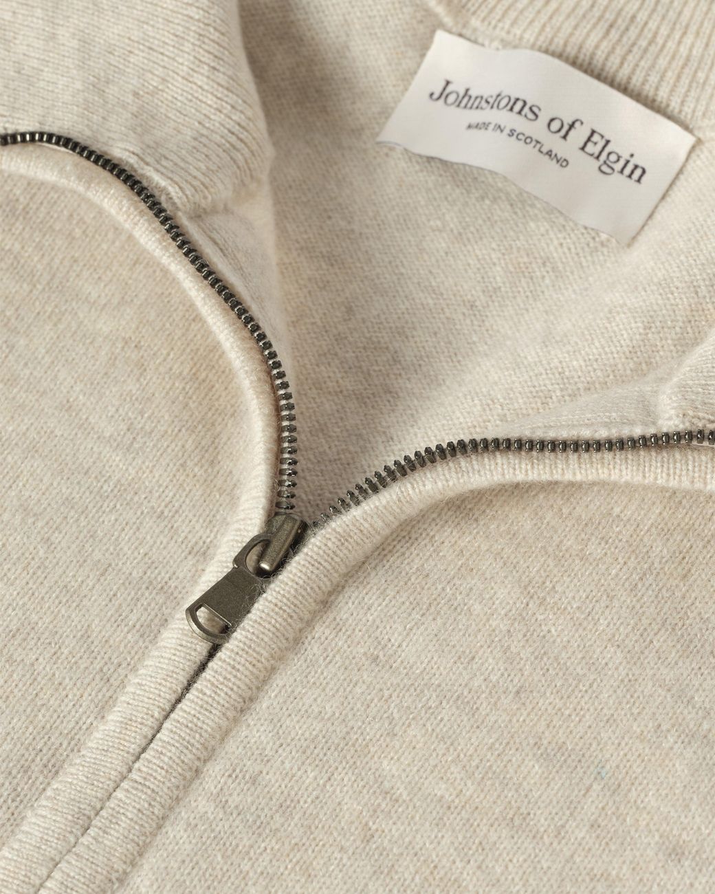 Johnstons Rory Natural Classic Cashmere Zip Neck Jumper for men