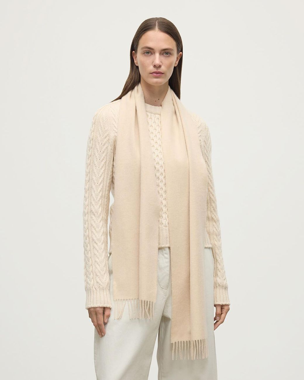 Johnstons White Cashmere Scarf