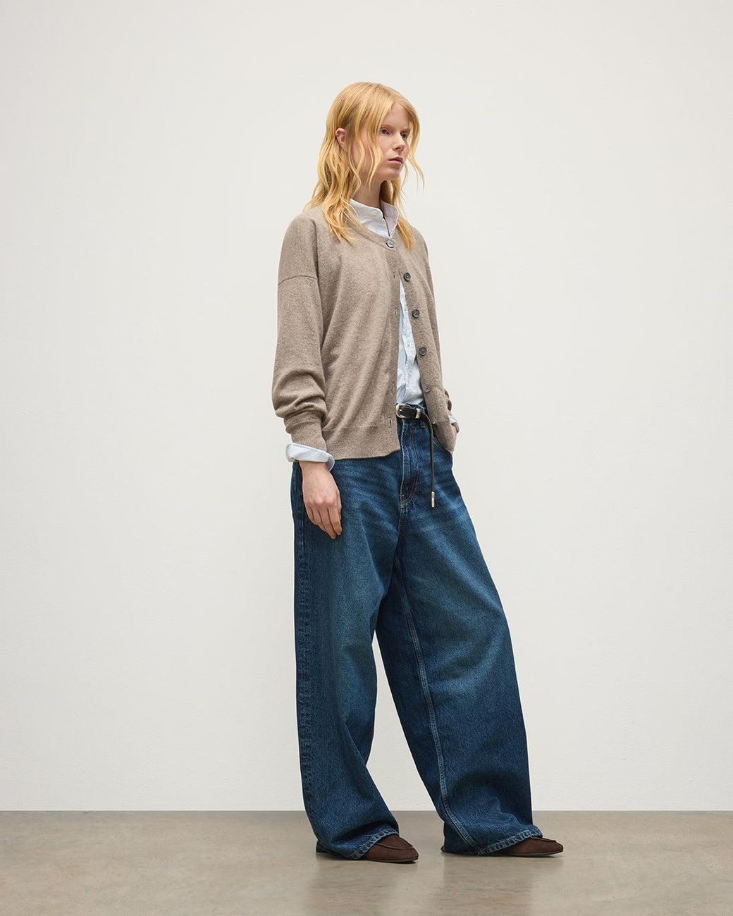 Johnstons Blue Jessie Light Cashmere Cardigan