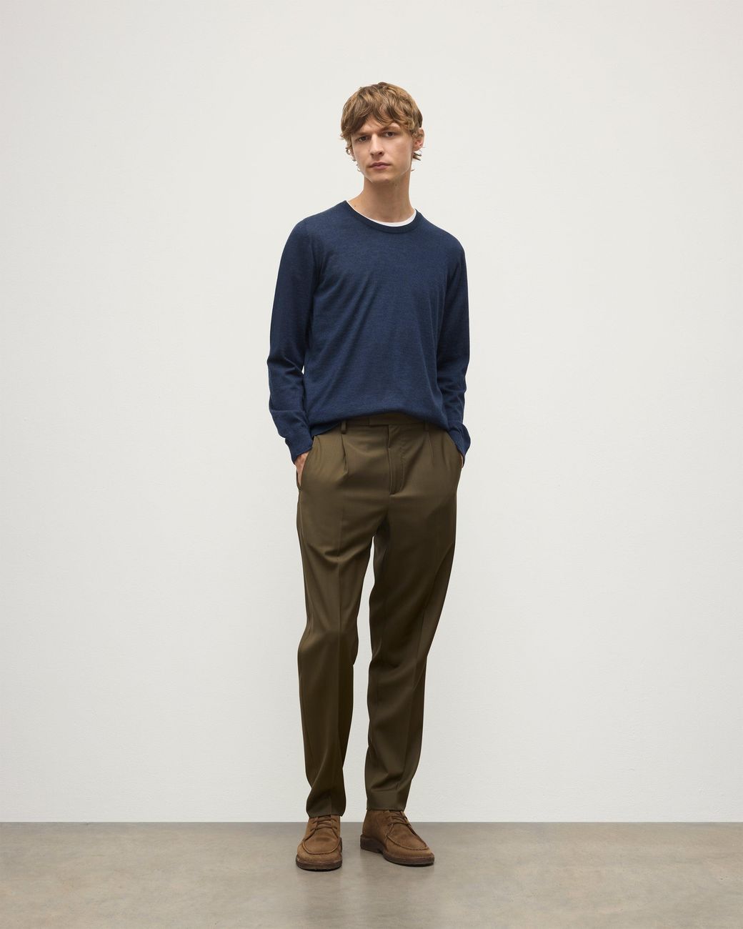Johnstons Blue Fin Superfine Cashmere Jumper for men