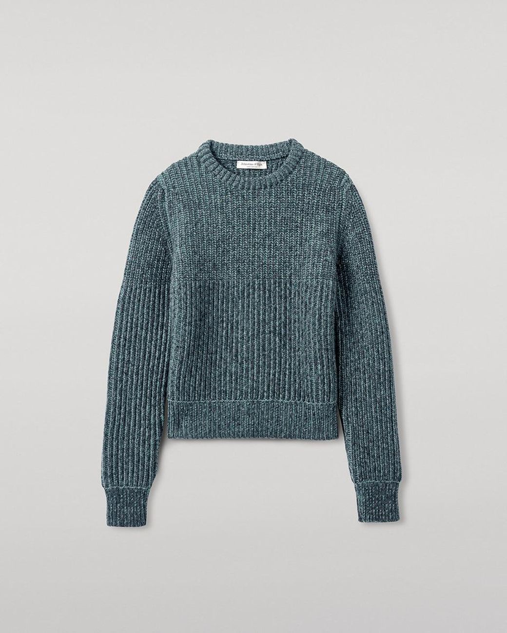 Johnstons Blue High Neck Donegal Cashmere Jumper