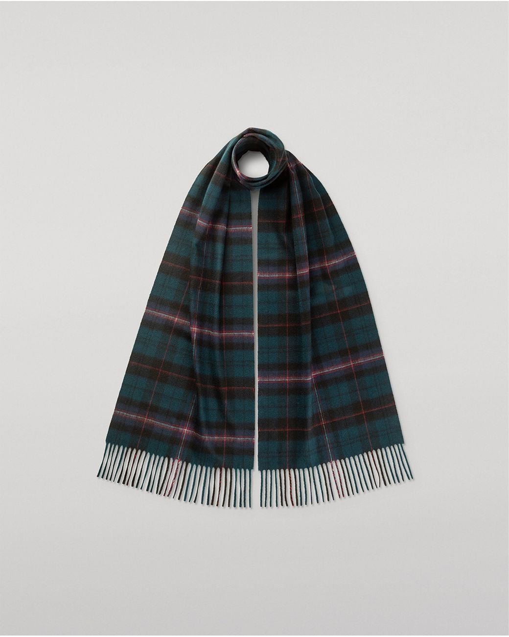Johnstons Blue Culzean Plaid Bottle Cashmere Scarf