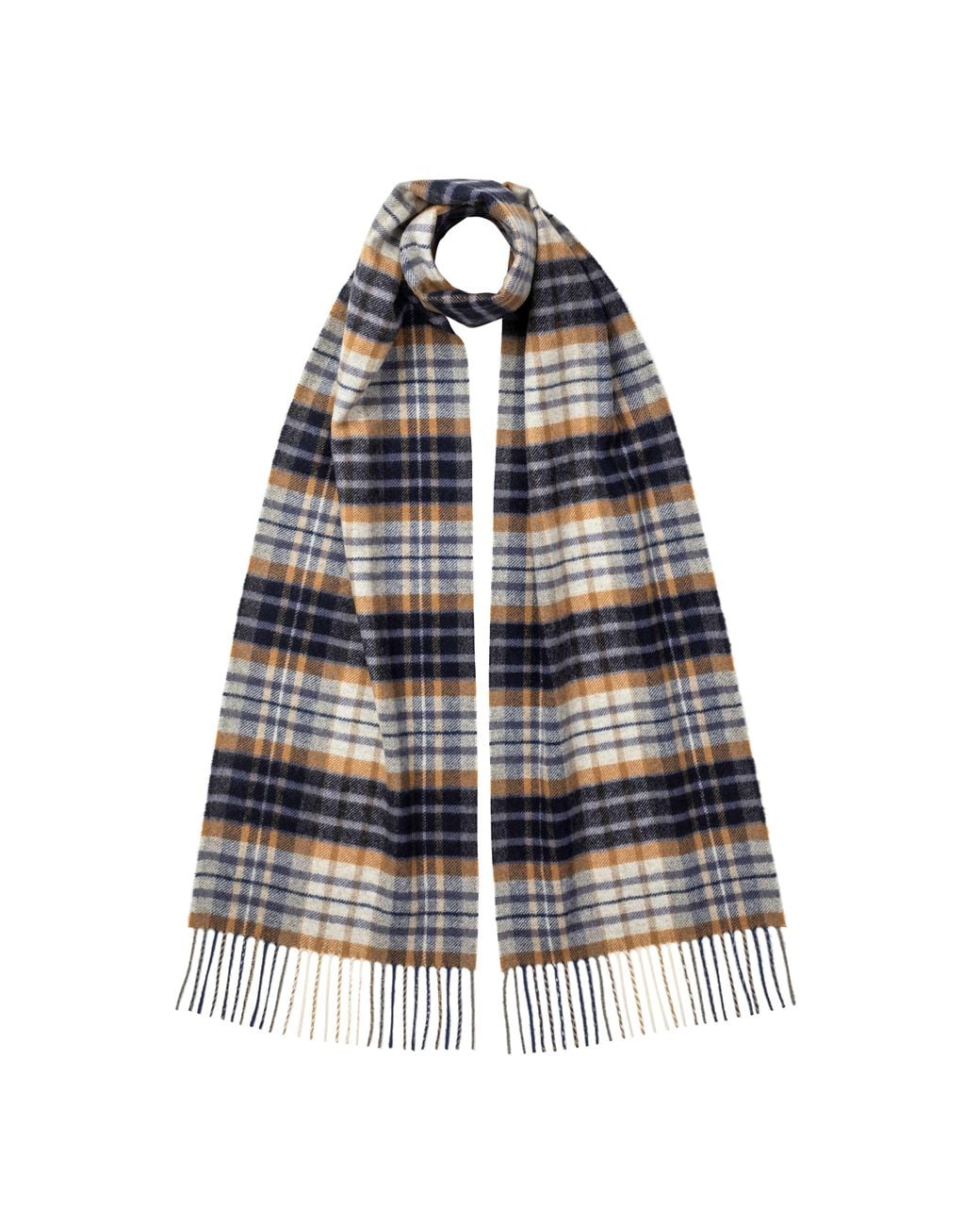 Johnstons Blue House Check Cashmere Scarf