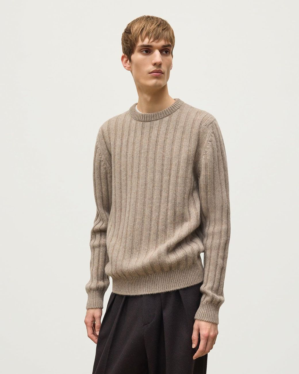 Johnstons White Peel Light Cashmere Jumper for men