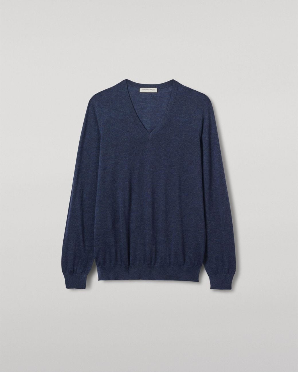 Johnstons Blue Fin V Neck Superfine Cashmere Jumper for men