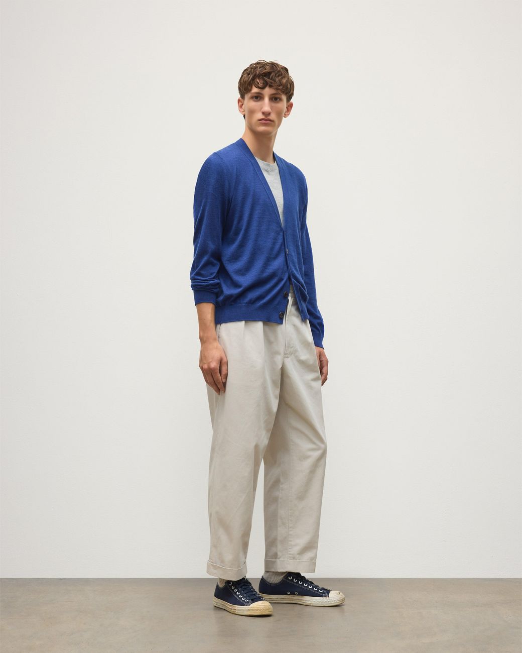 Johnstons Blue Forsyth Superfine Cashmere Cardigan for men
