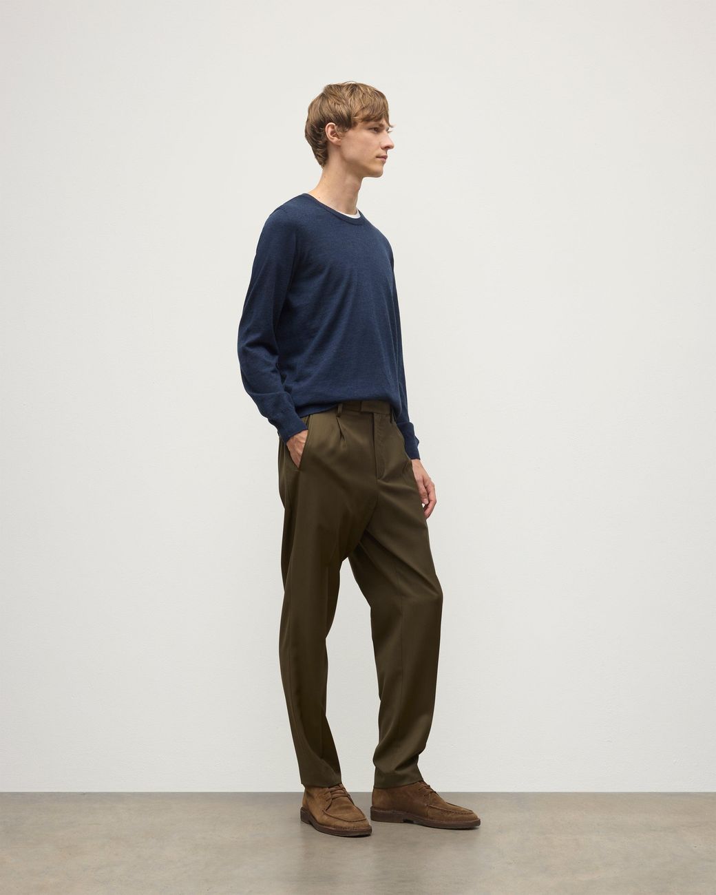 Johnstons Blue Fin Superfine Cashmere Jumper for men