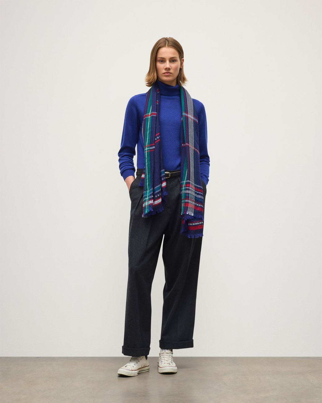 Johnstons Blue Helmina Cashmere Scarf