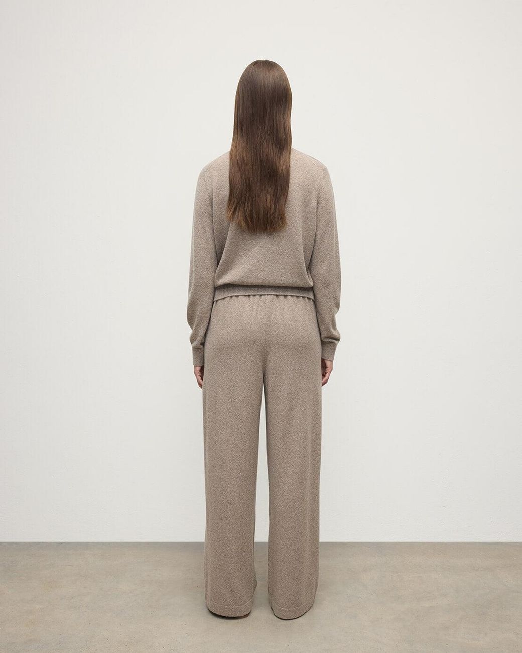 Johnstons Natural Wide Leg Cashmere Trousers