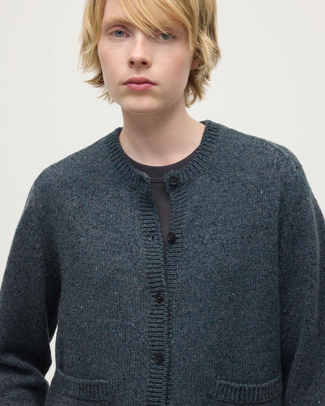 Johnstons Blue Donegal Cashmere Cardigan