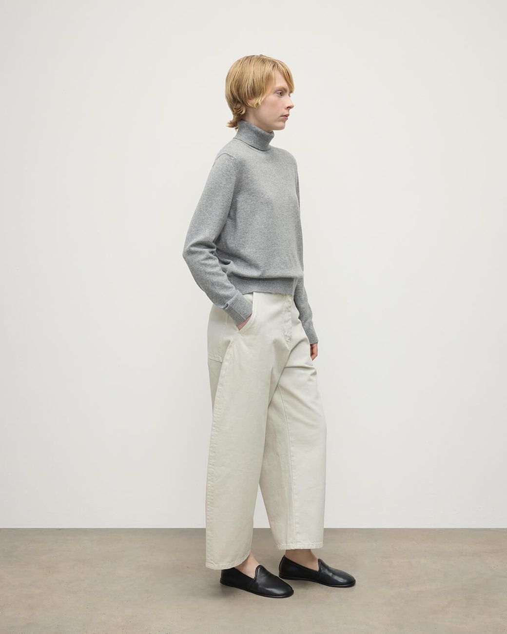 Johnstons Gray Cashmere Light Roll Neck Jumper
