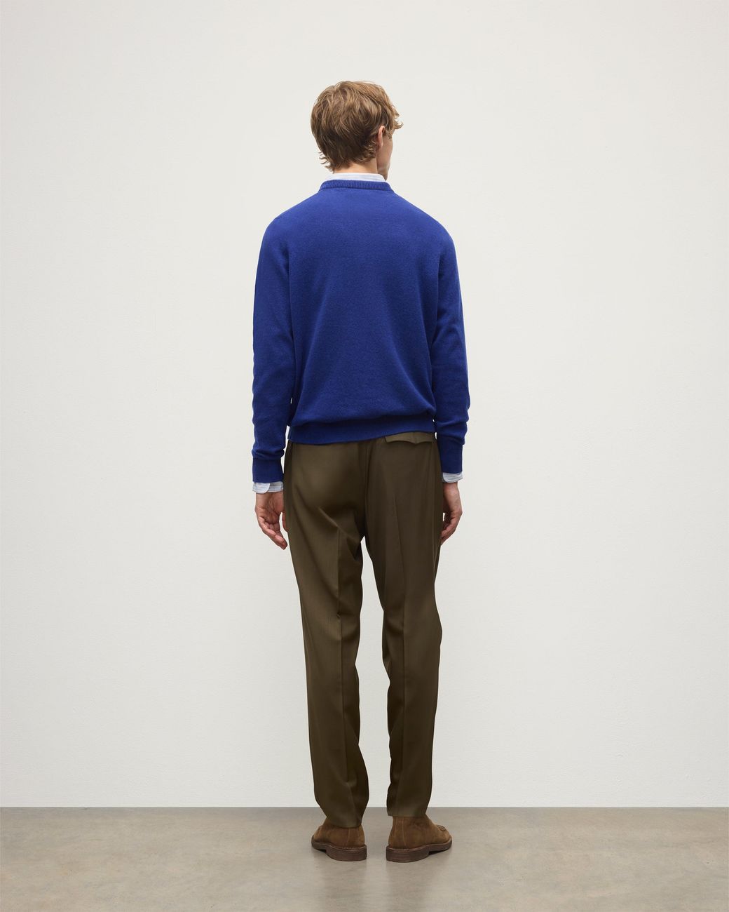 Johnstons Blue Rory Classic Cashmere Crew Jumper for men