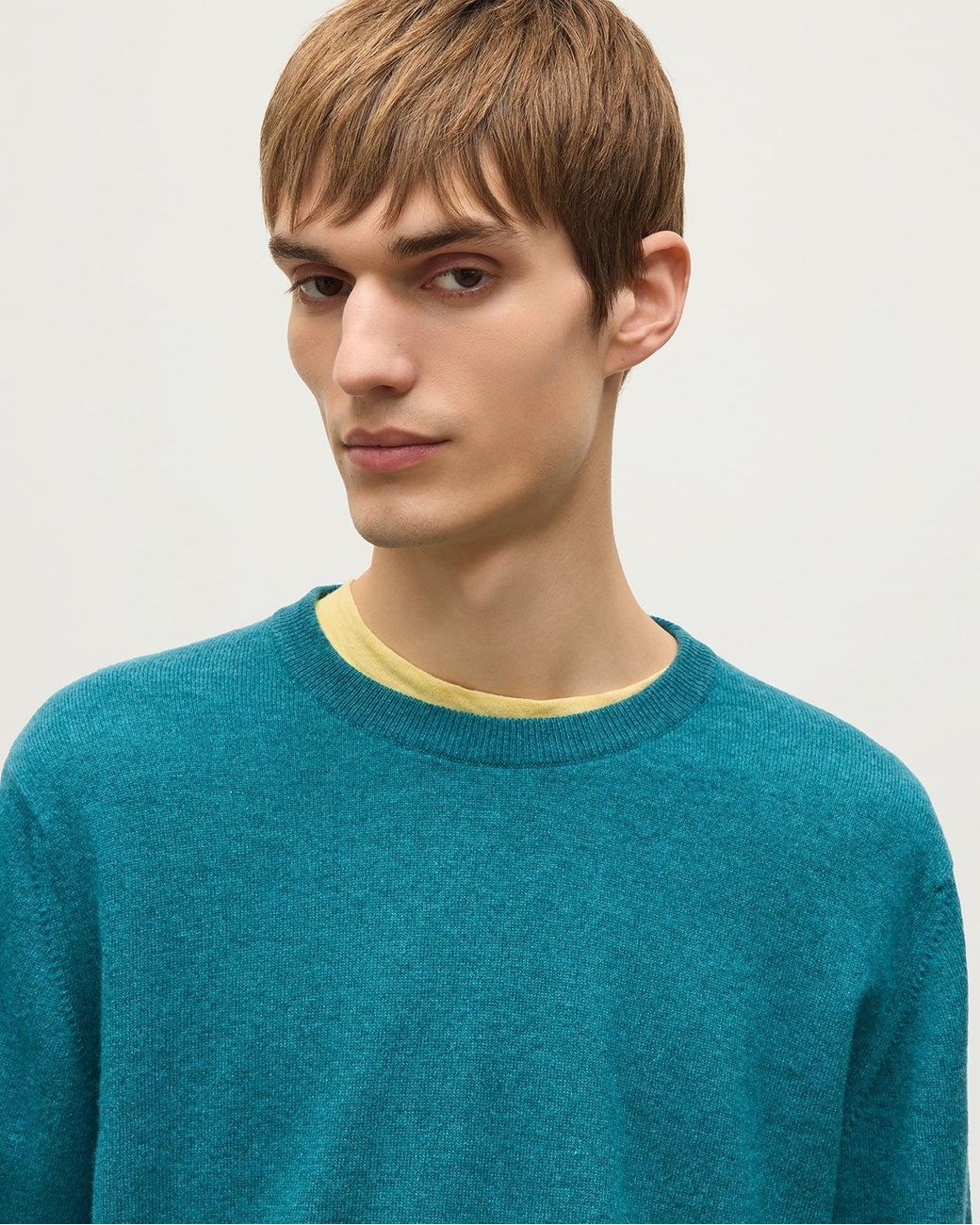 Johnstons Blue Reuben Cashmere Crew Jumper for men