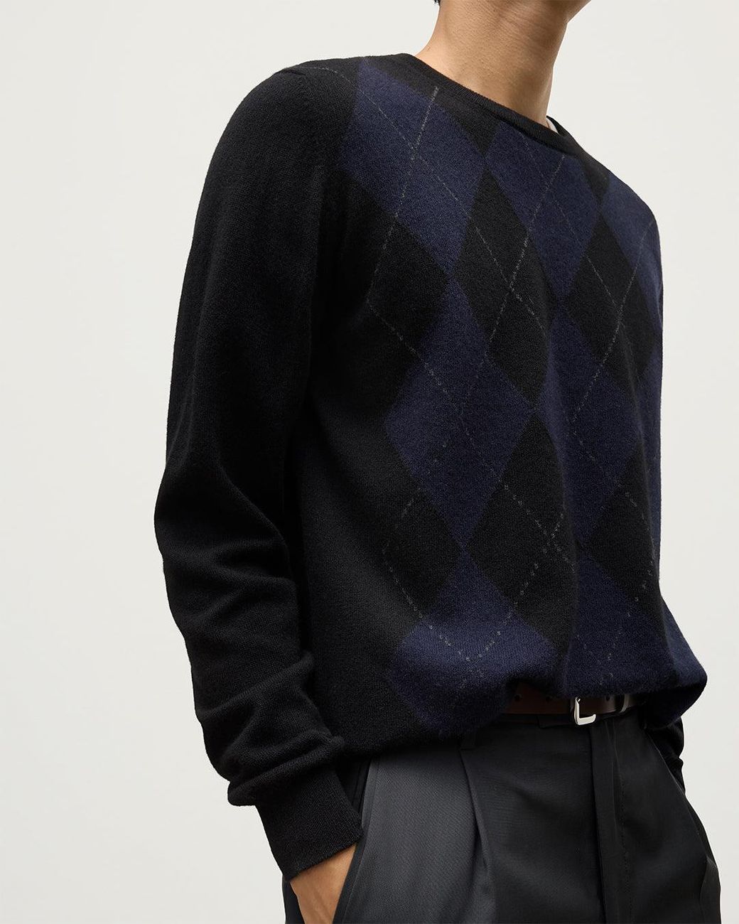 Johnstons Blue Argyll Cashmere Jumper for men
