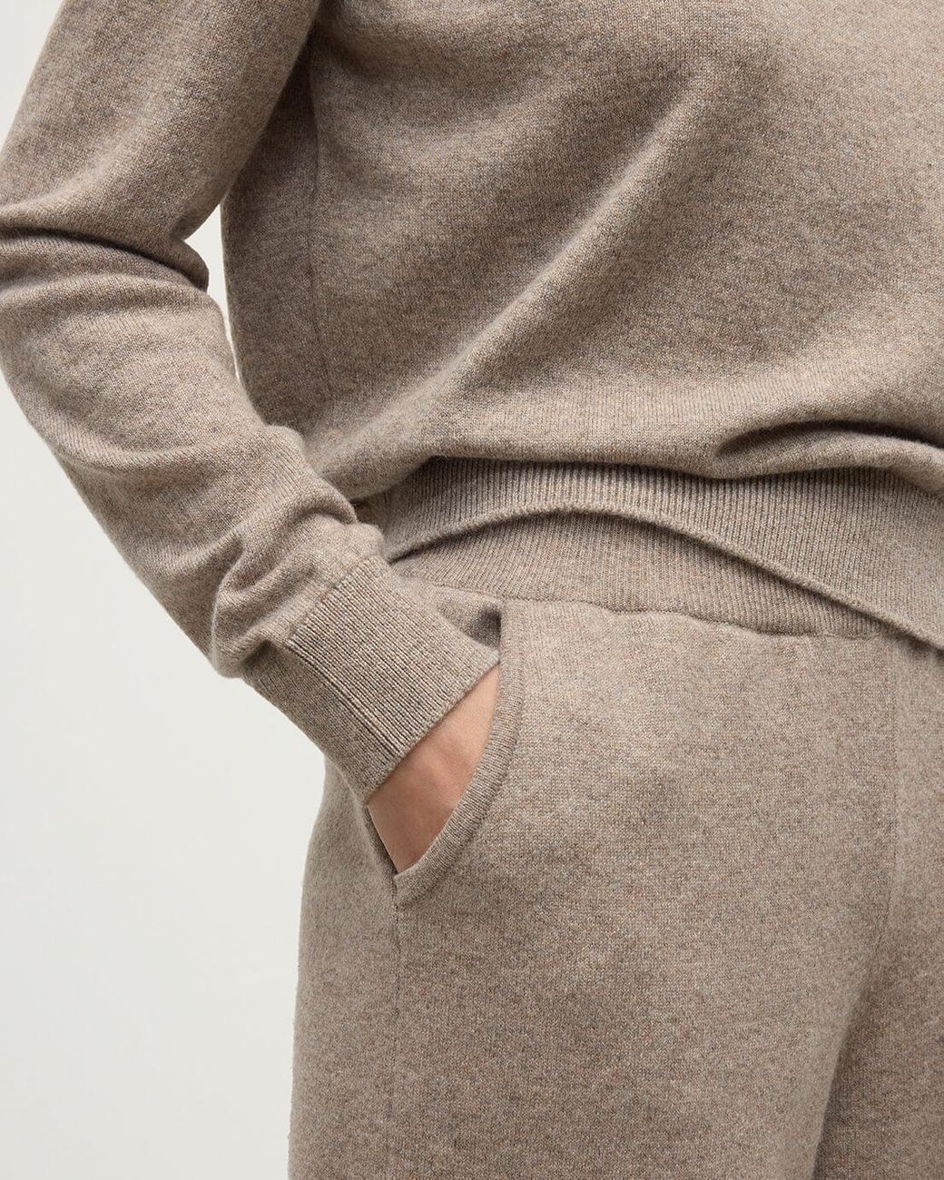 Johnstons Natural Wide Leg Cashmere Trousers