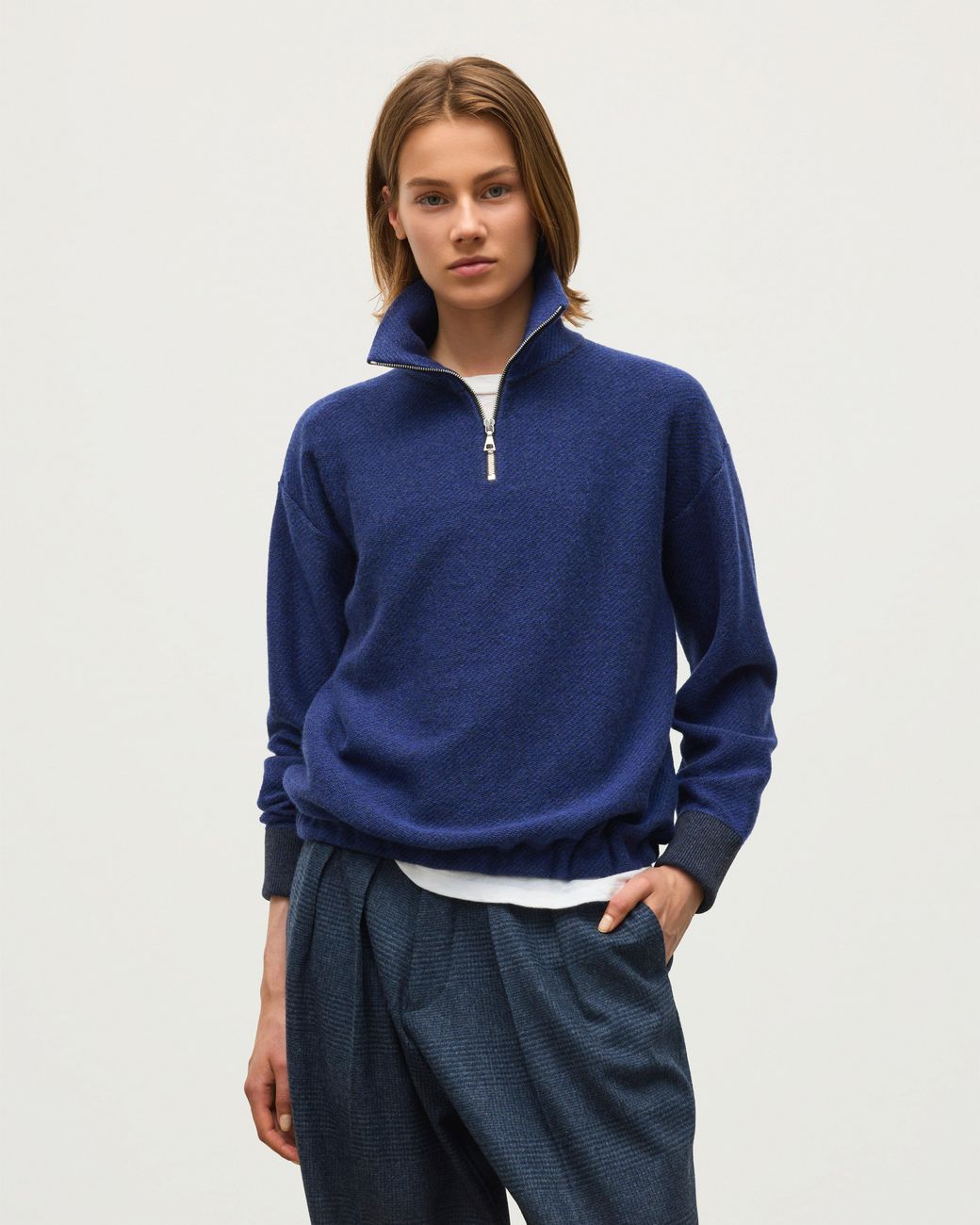 Johnstons Blue Reel Cashmere Half Zip Jumper for men