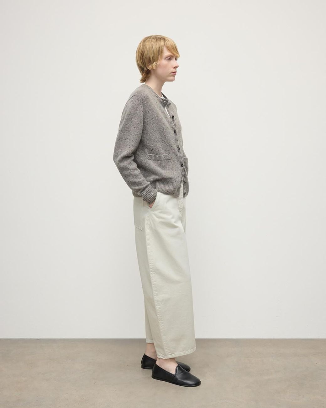 Johnstons White Donegal Cashmere Cardigan
