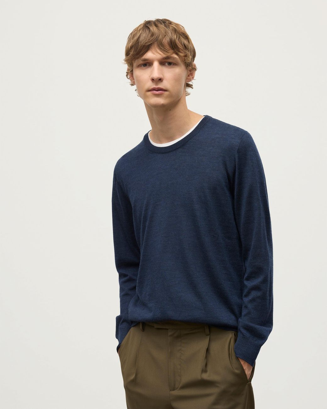Johnstons Blue Fin Superfine Cashmere Jumper for men