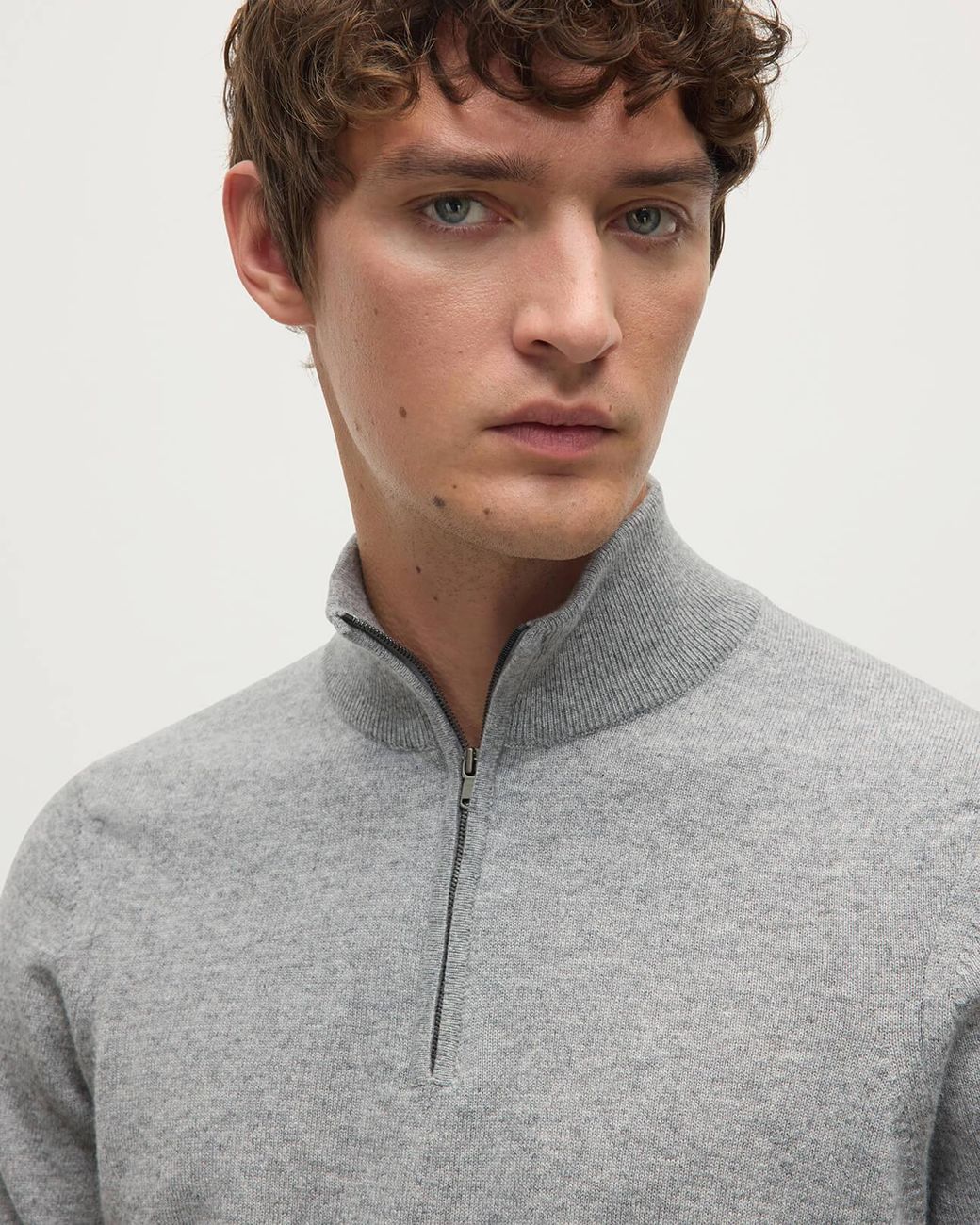 Johnstons White Cashmere Light Zip Neck Jumper for men